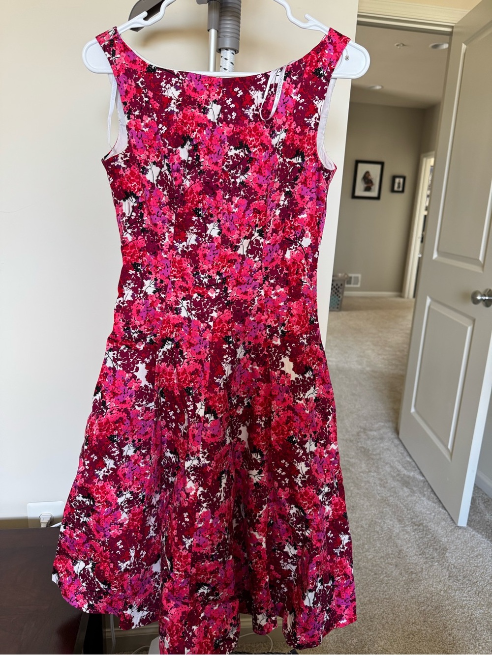 Maggy London Pink Floral Midi Fit-and-Flare Dress